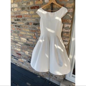 Armani Collection Cream Peplum Off the shoulder dress